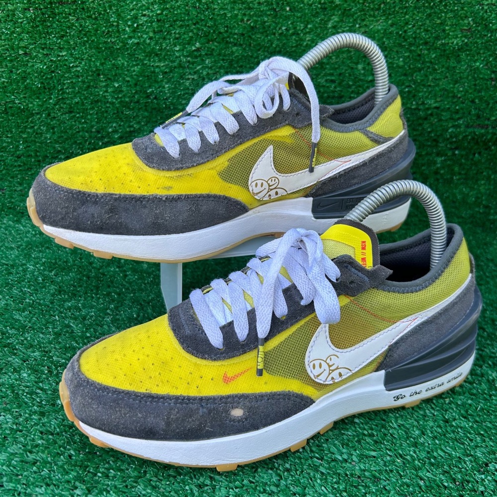 Nike Waffle One GS Go The Extra Smile Yellow Grey Sneakers DO5868-700 Size 5Y